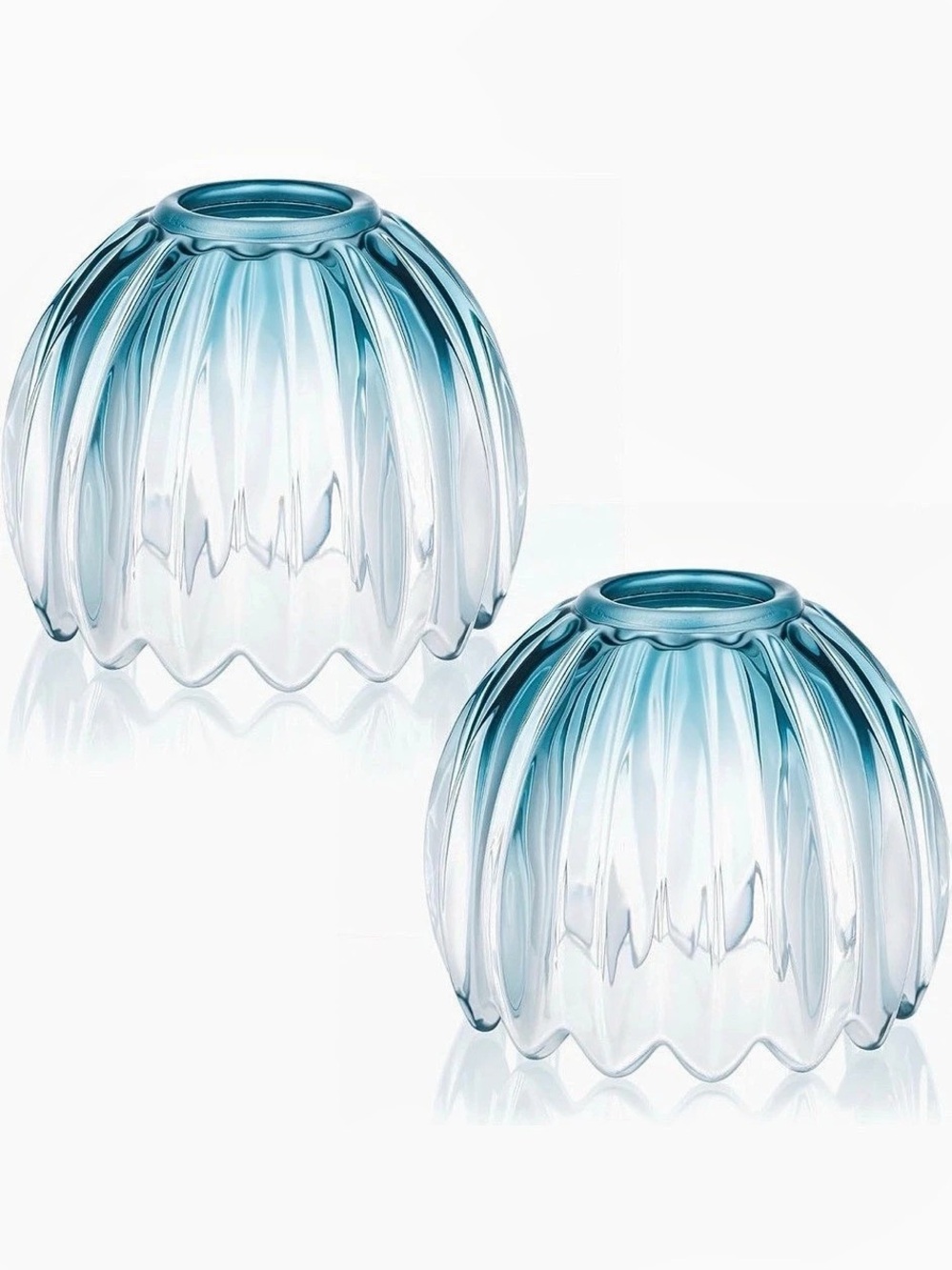 Set of 2 Blue Flower Sconce Shade, 4.45" Dia. x 4.33" H Mini Lampshades